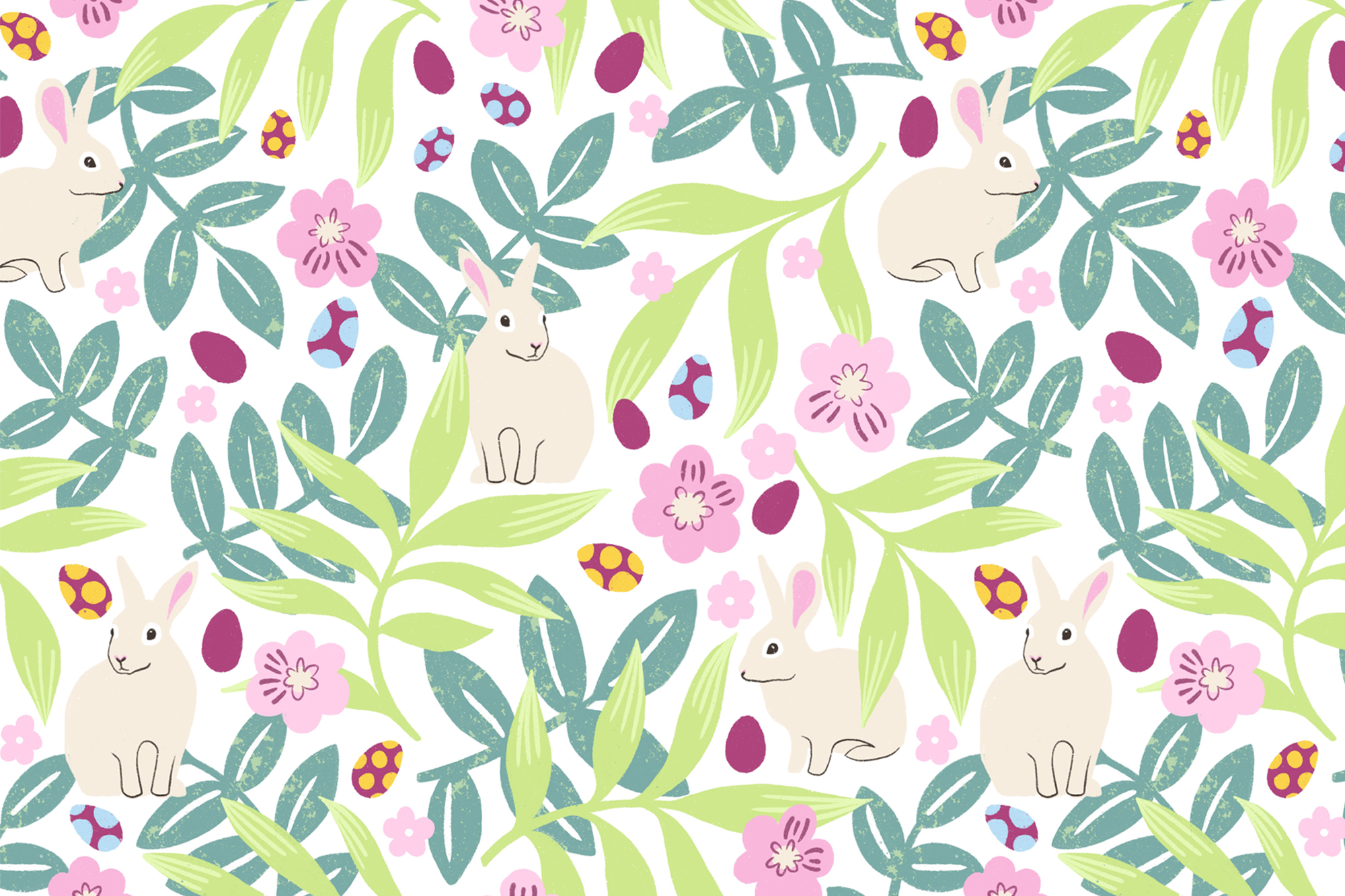 Hellospring 2024 bunny allover pattern design, csomagolás design, Morva Réka mintatervező, pattern designer és grafikus